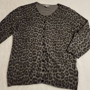 Issac Mizrahi Live Womens Animal Print Cardigan Size Large